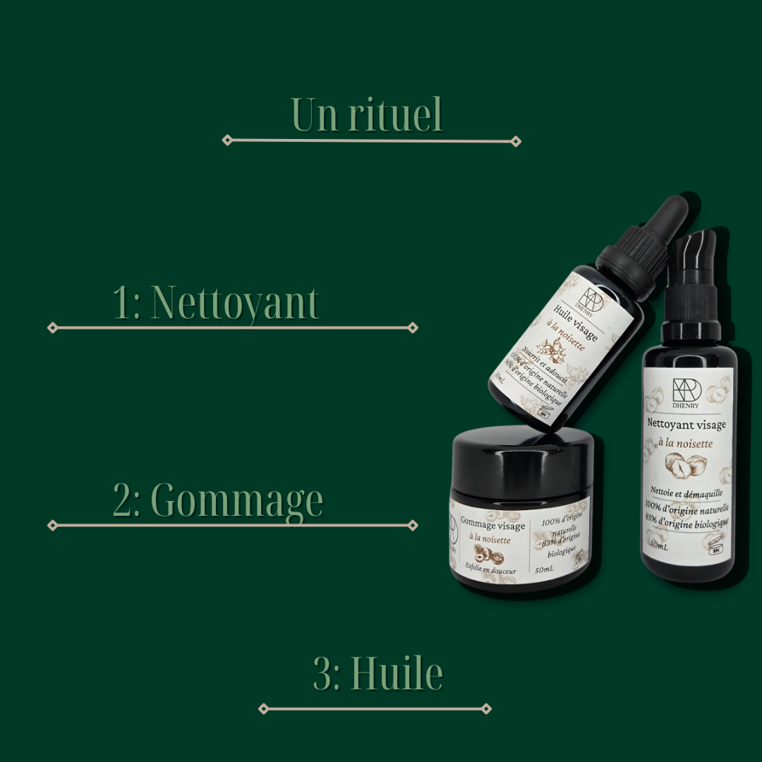 Rituel Signature Dhenry : La gamme noisette, la gua sha et la pochette